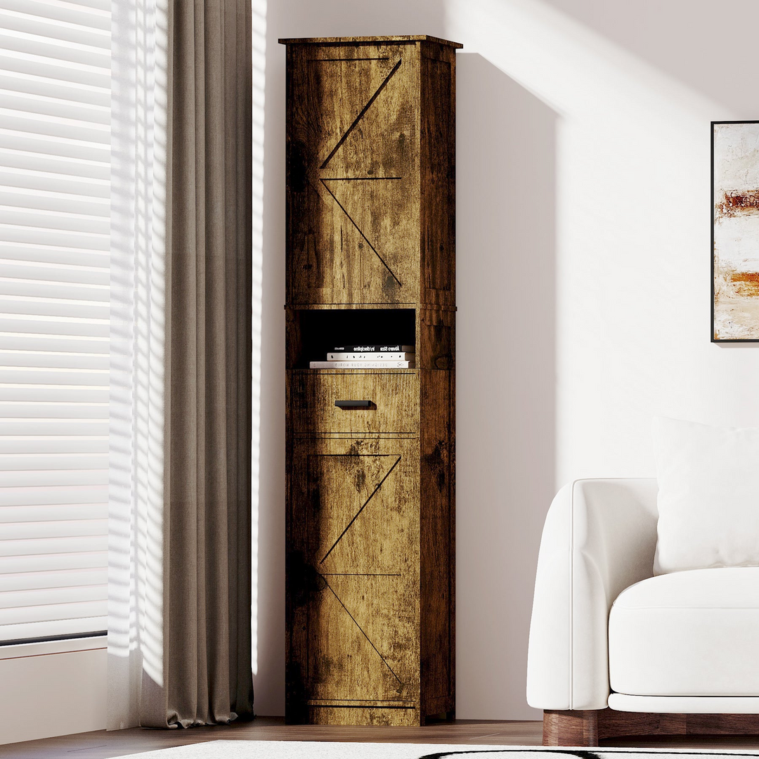 Buy farmhouse furniture Farmhouse Bathroom Storage Cabinet | Barn Doors, Narrow, 69" Tall - Modern Cottage Farmhouse Furniture