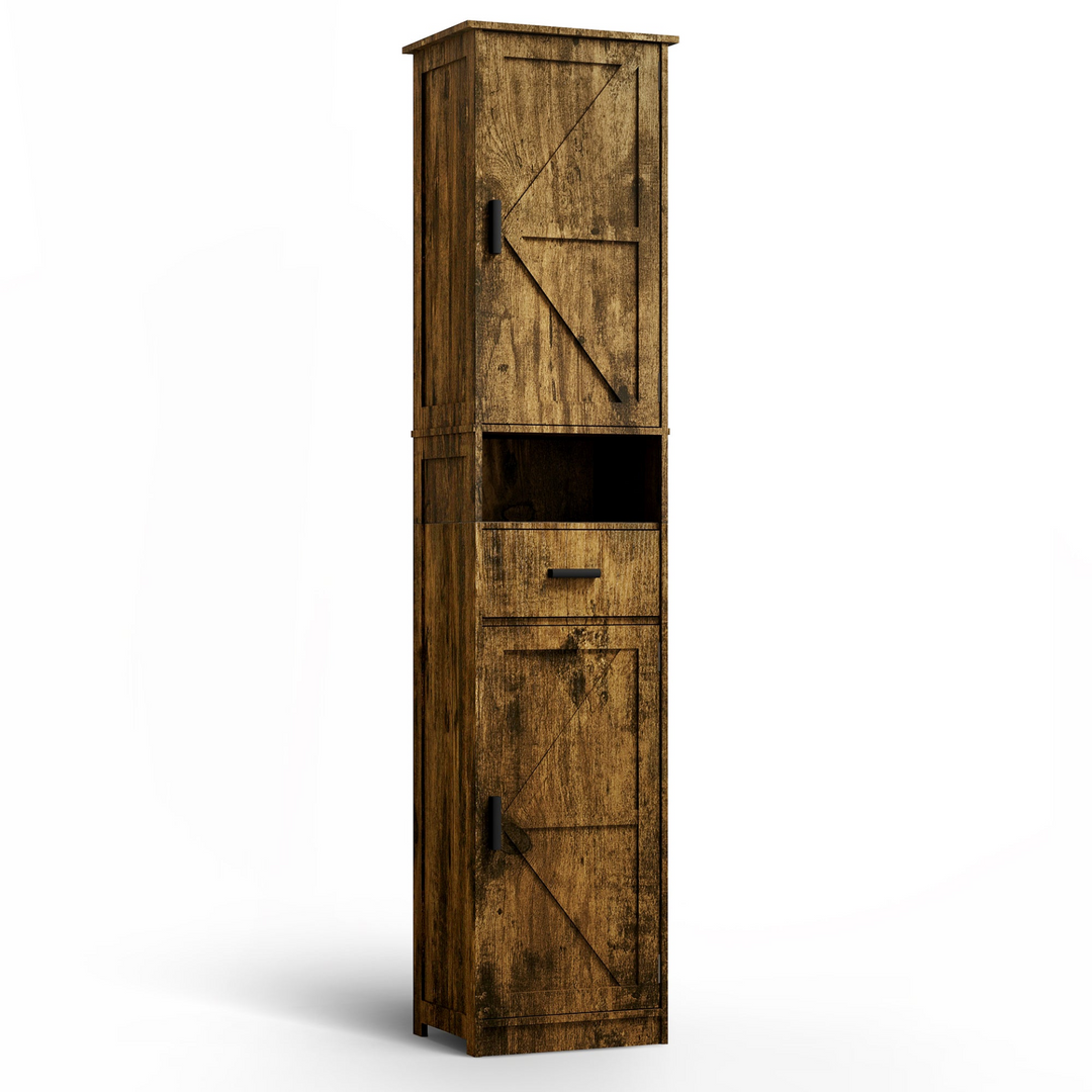 Buy farmhouse furniture Farmhouse Bathroom Storage Cabinet | Barn Doors, Narrow, 69" Tall - Modern Cottage Farmhouse Furniture