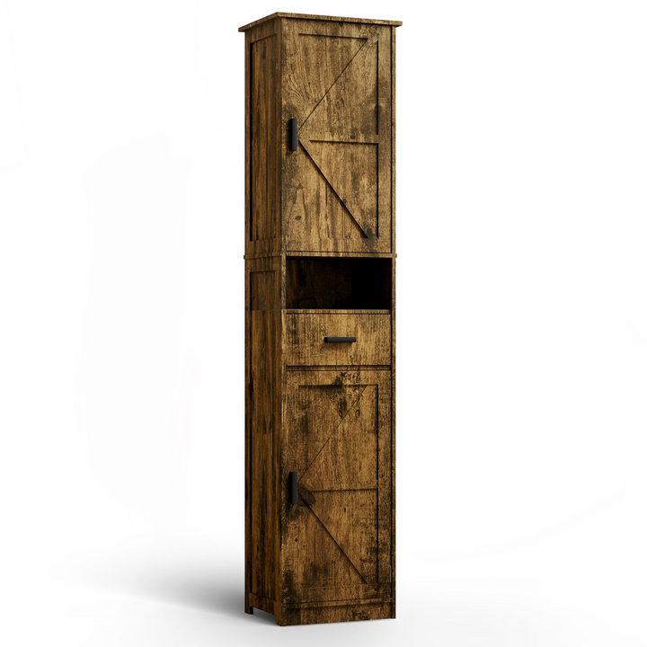 Buy farmhouse furniture Farmhouse Bathroom Storage Cabinet | Barn Doors, Narrow, 69" Tall - Modern Cottage Farmhouse Furniture