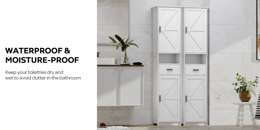 Buy farmhouse furniture Farmhouse Bathroom Storage Cabinet | Barn Doors, Narrow, 69" Tall - Modern Cottage Farmhouse Furniture