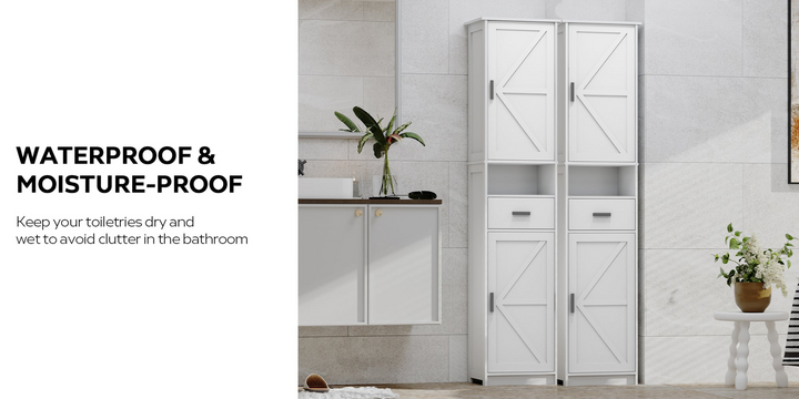 Buy farmhouse furniture Farmhouse Bathroom Storage Cabinet | Barn Doors, Narrow, 69" Tall - Modern Cottage Farmhouse Furniture