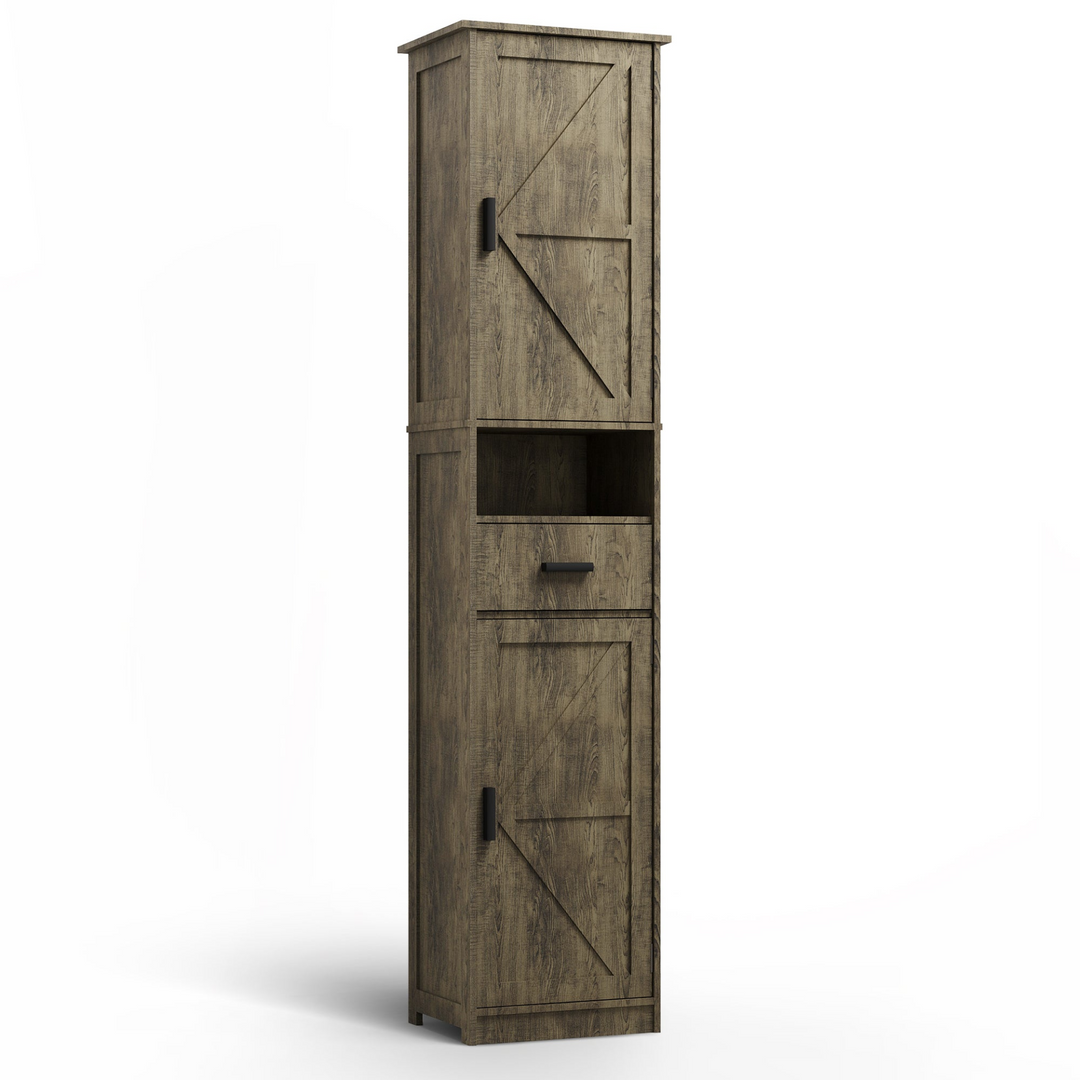 Buy farmhouse furniture Farmhouse Bathroom Storage Cabinet | Barn Doors, Narrow, 69" Tall - Modern Cottage Farmhouse Furniture