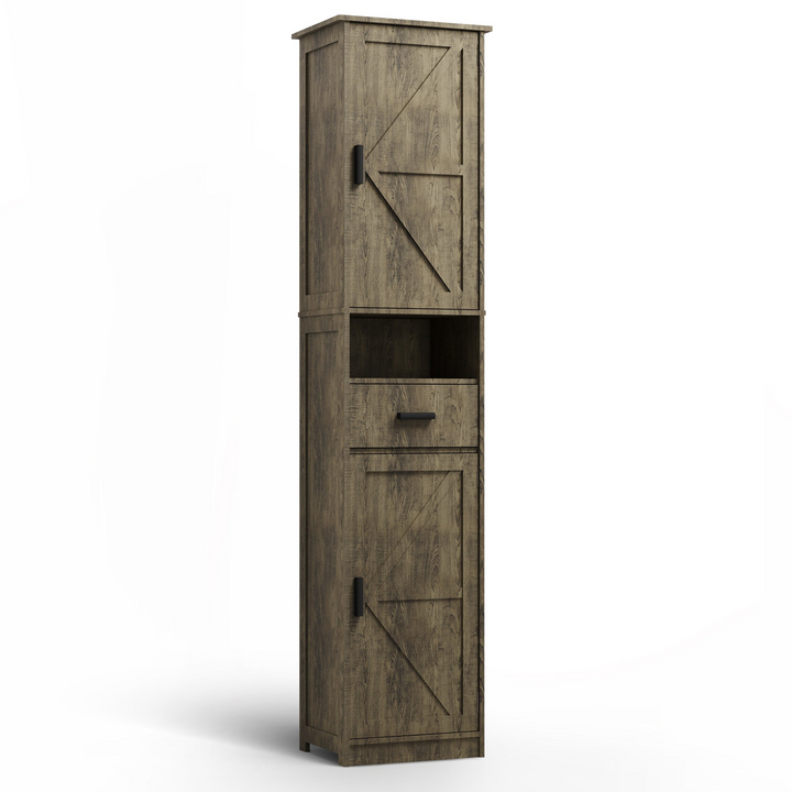 Buy farmhouse furniture Farmhouse Bathroom Storage Cabinet | Barn Doors, Narrow, 69" Tall - Modern Cottage Farmhouse Furniture