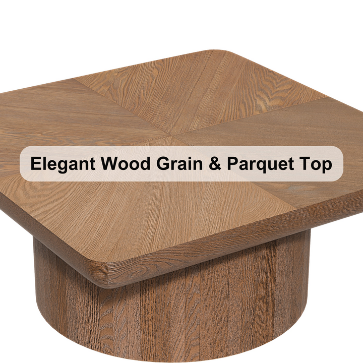 Buy farmhouse furniture Modern Farmhouse Square Coffee Table | Wood Veneer Parquet Top, 34.6" - Modern Cottage Farmhouse Furniture