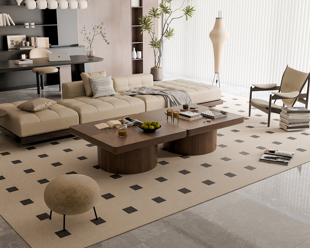 Buy farmhouse furniture Modern Farmhouse Square Coffee Table | Wood Veneer Parquet Top, 34.6" - Modern Cottage Farmhouse Furniture