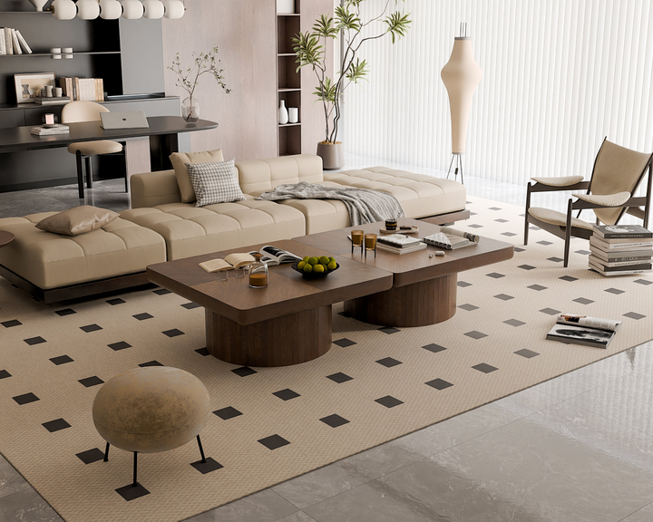 Buy farmhouse furniture Modern Farmhouse Square Coffee Table | Wood Veneer Parquet Top, 34.6" - Modern Cottage Farmhouse Furniture