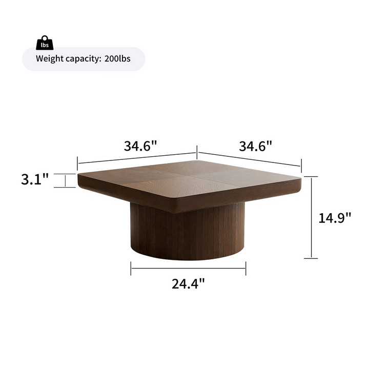 Buy farmhouse furniture Modern Farmhouse Square Coffee Table | Wood Veneer Parquet Top, 34.6" - Modern Cottage Farmhouse Furniture