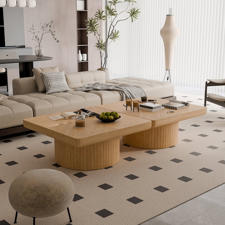 Buy farmhouse furniture Modern Farmhouse Square Coffee Table | Wood Veneer Parquet Top, 34.6" - Modern Cottage Farmhouse Furniture