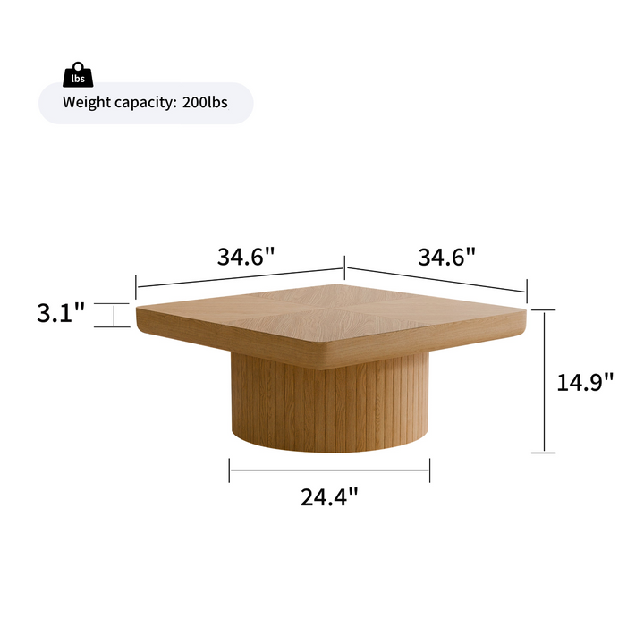 Buy farmhouse furniture Modern Farmhouse Square Coffee Table | Wood Veneer Parquet Top, 34.6" - Modern Cottage Farmhouse Furniture