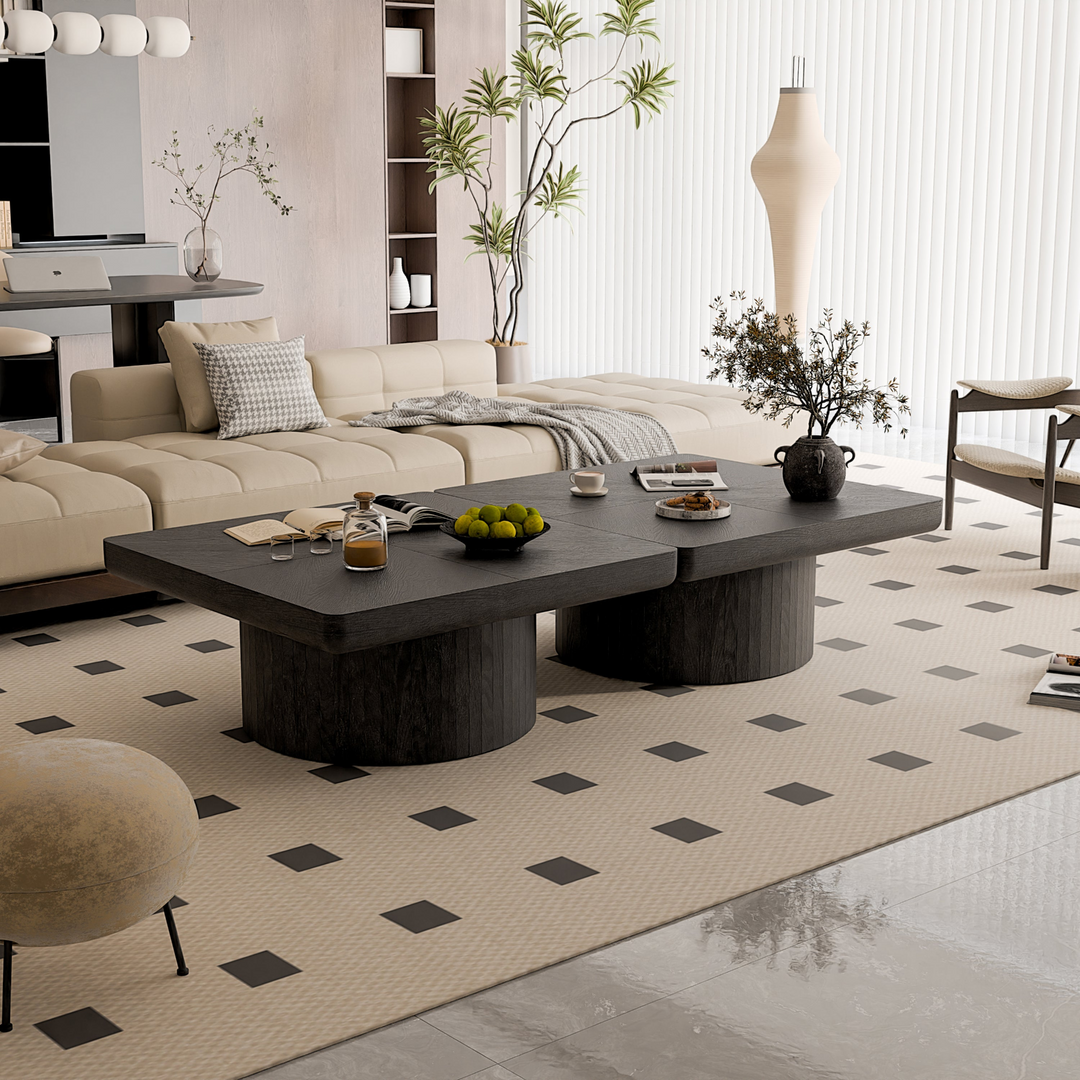 Buy farmhouse furniture Modern Farmhouse Square Coffee Table | Wood Veneer Parquet Top, 34.6" - Modern Cottage Farmhouse Furniture