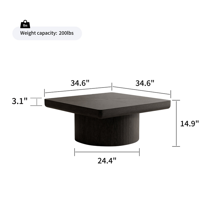 Buy farmhouse furniture Modern Farmhouse Square Coffee Table | Wood Veneer Parquet Top, 34.6" - Modern Cottage Farmhouse Furniture
