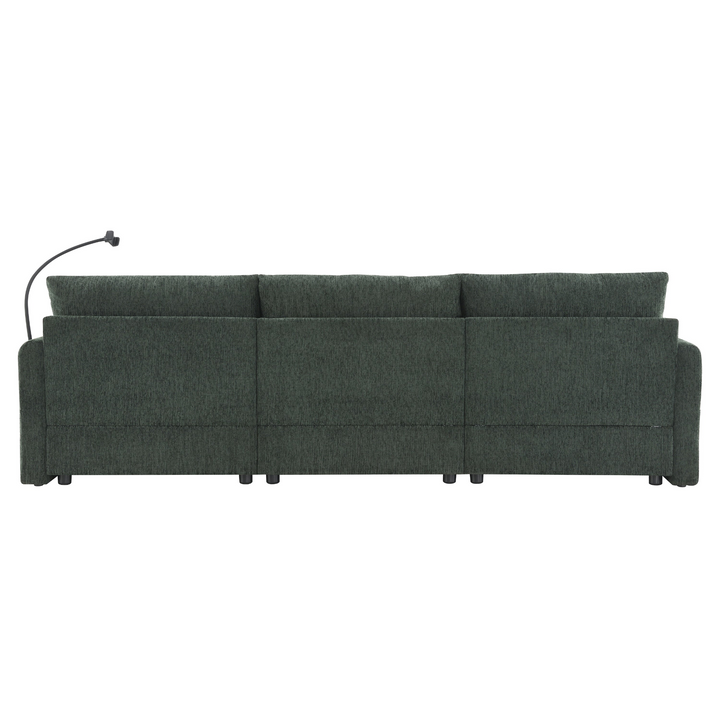 Buy farmhouse furniture L-Shaped Sectional Sofa with Storage Ottoman, Adj. Phone Holder, USB Charger, Pockets - Modern Cottage Farmhouse Furniture