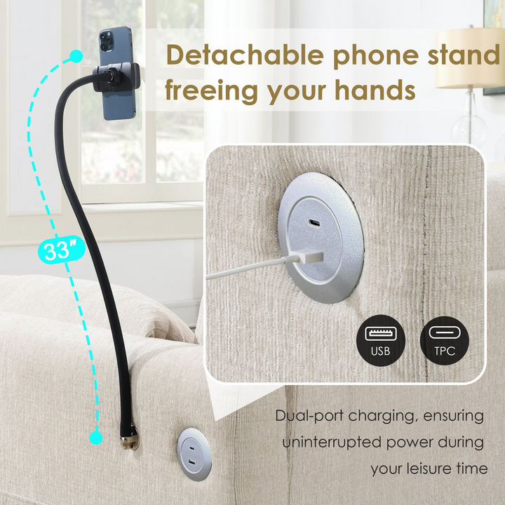 Buy farmhouse furniture L-Shaped Sectional Sofa with Storage Ottoman, Adj. Phone Holder, USB Charger, Pockets - Modern Cottage Farmhouse Furniture