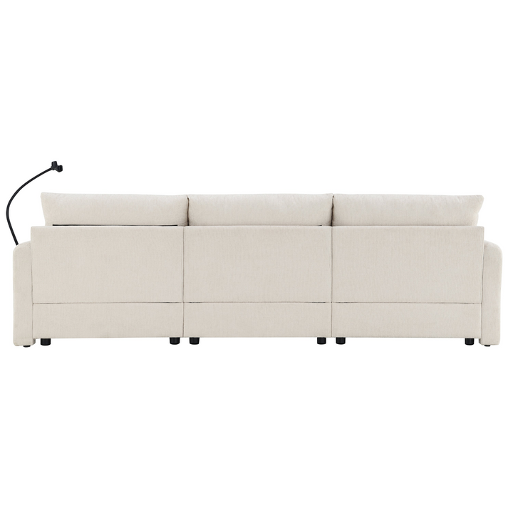 Buy farmhouse furniture L-Shaped Sectional Sofa with Storage Ottoman, Adj. Phone Holder, USB Charger, Pockets - Modern Cottage Farmhouse Furniture