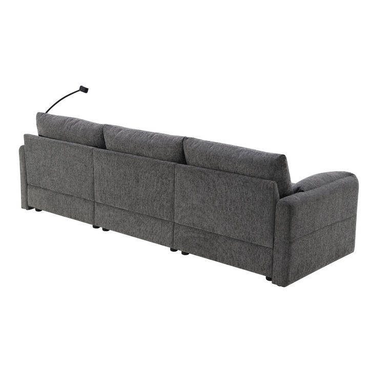 Buy farmhouse furniture L-Shaped Sectional Sofa with Storage Ottoman, Adj. Phone Holder, USB Charger, Pockets - Modern Cottage Farmhouse Furniture