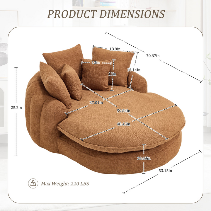 Buy farmhouse furniture Oversized Modern Cottage Farmhouse Oval Upholstered Bean Bag Sofa - Modern Cottage Farmhouse Furniture