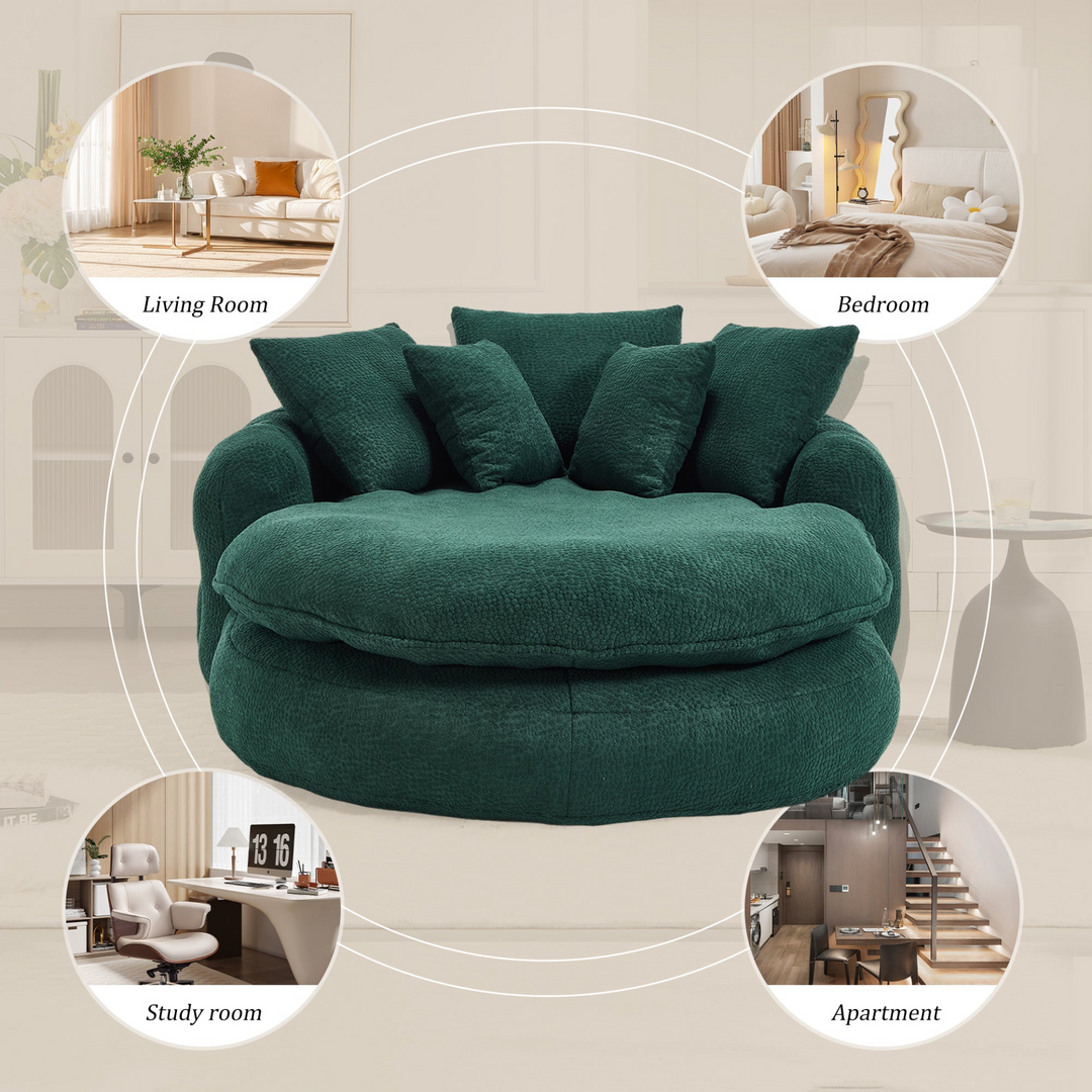 Buy farmhouse furniture Oversized Modern Cottage Farmhouse Oval Upholstered Bean Bag Sofa - Modern Cottage Farmhouse Furniture