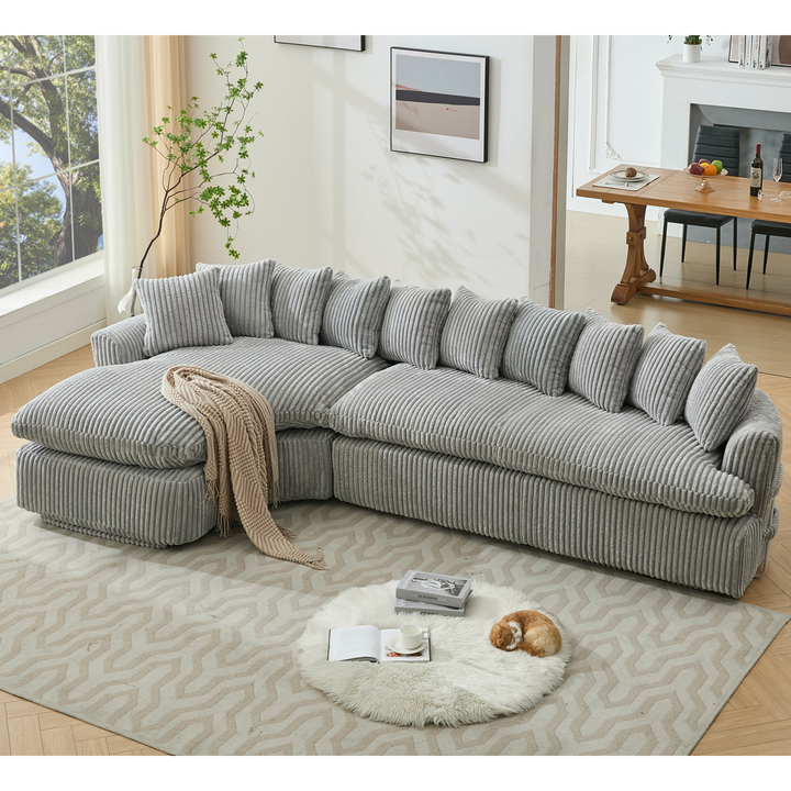 Buy farmhouse furniture Buy Best Farmhouse Sectional Sofa | 127-inch Cottage Farmhouse Curved L-Shape Sofa with 10 Cushions - Modern Cottage Farmhouse Furniture