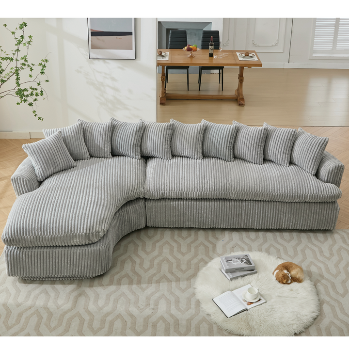 Buy farmhouse furniture Buy Best Farmhouse Sectional Sofa | 127-inch Cottage Farmhouse Curved L-Shape Sofa with 10 Cushions - Modern Cottage Farmhouse Furniture