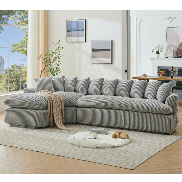 Buy farmhouse furniture Buy Best Farmhouse Sectional Sofa | 127-inch Cottage Farmhouse Curved L-Shape Sofa with 10 Cushions - Modern Cottage Farmhouse Furniture