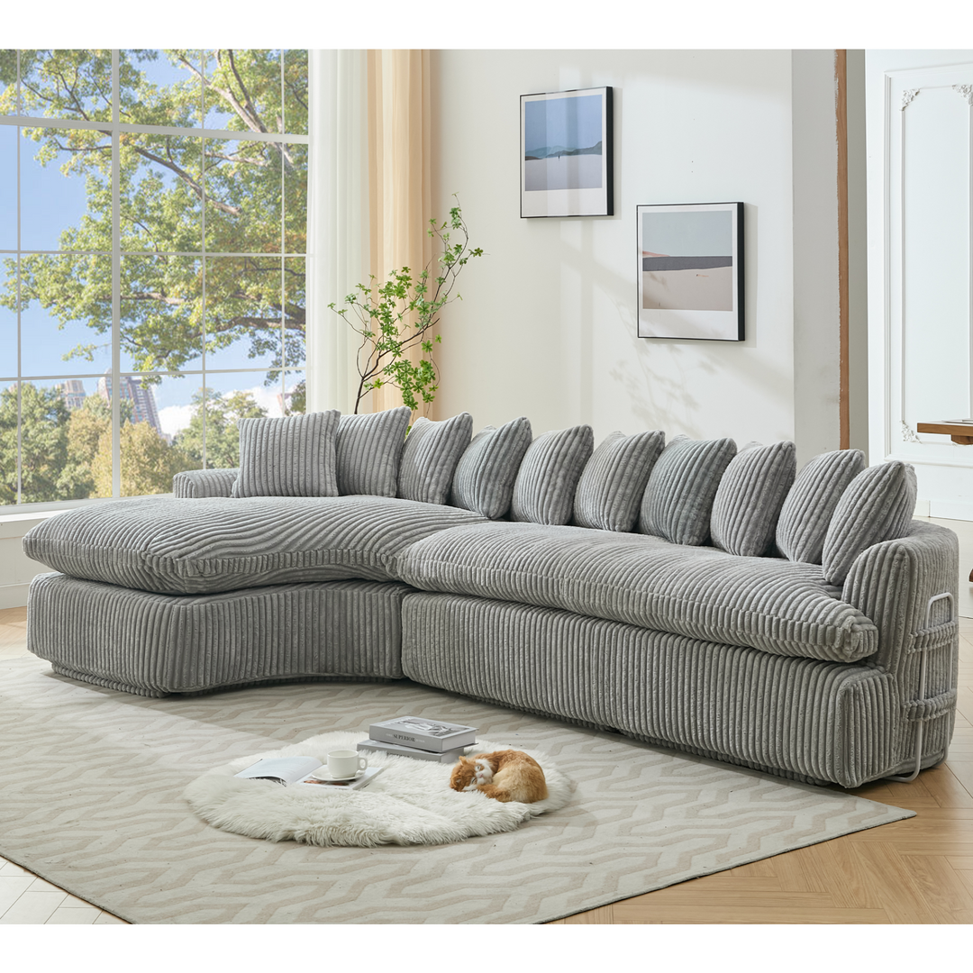 Buy farmhouse furniture Buy Best Farmhouse Sectional Sofa | 127-inch Cottage Farmhouse Curved L-Shape Sofa with 10 Cushions - Modern Cottage Farmhouse Furniture