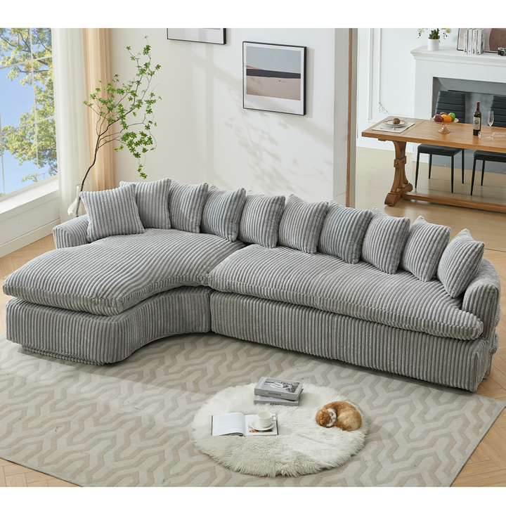Buy farmhouse furniture Buy Best Farmhouse Sectional Sofa | 127-inch Cottage Farmhouse Curved L-Shape Sofa with 10 Cushions - Modern Cottage Farmhouse Furniture