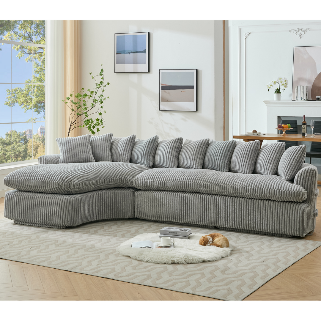 Buy farmhouse furniture Buy Best Farmhouse Sectional Sofa | 127-inch Cottage Farmhouse Curved L-Shape Sofa with 10 Cushions - Modern Cottage Farmhouse Furniture