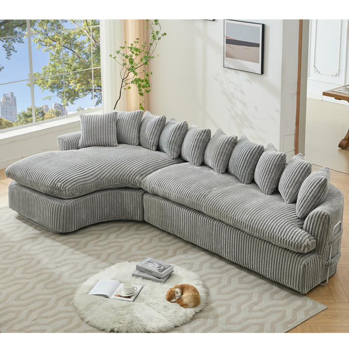 Buy farmhouse furniture Buy Best Farmhouse Sectional Sofa | 127-inch Cottage Farmhouse Curved L-Shape Sofa with 10 Cushions - Modern Cottage Farmhouse Furniture