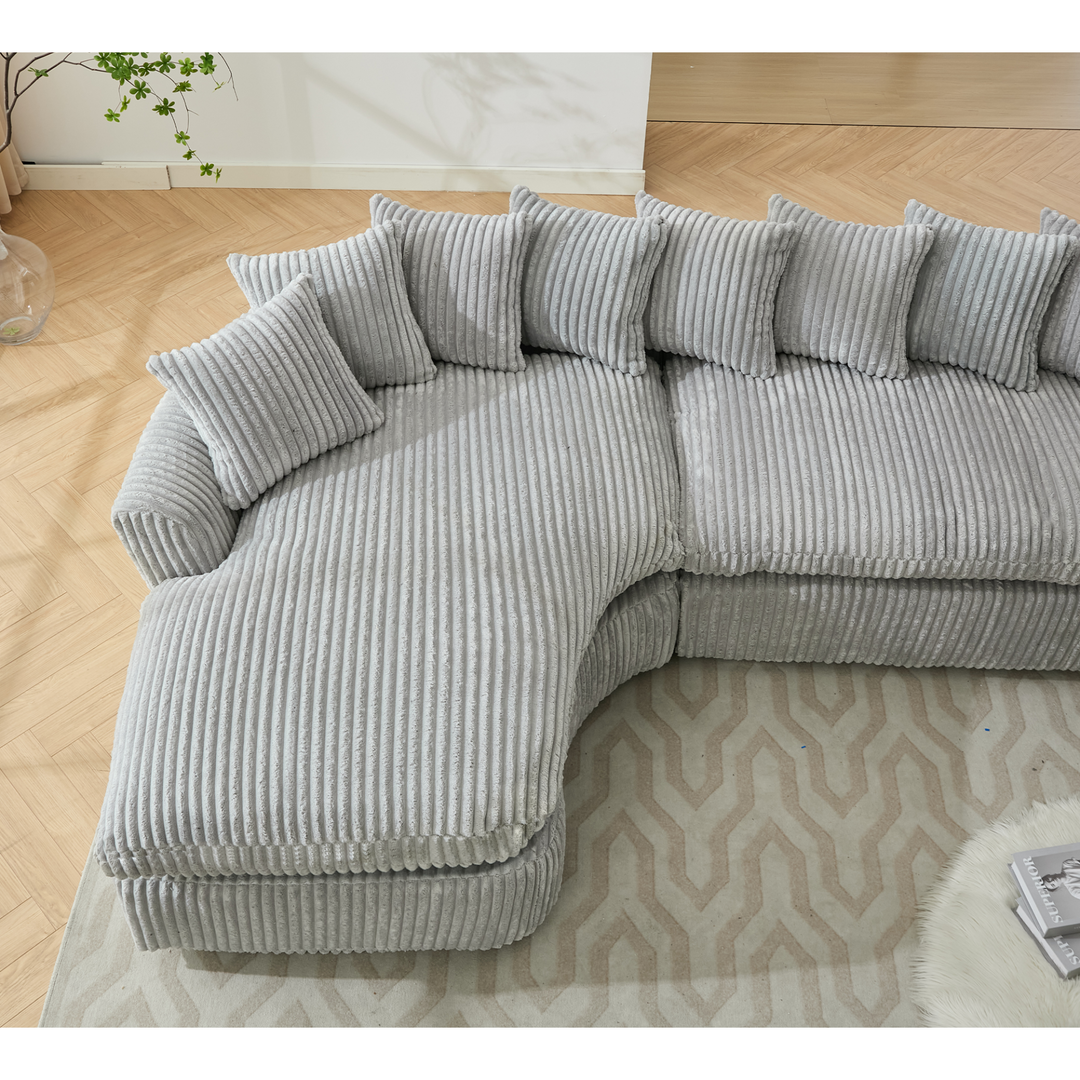 Buy farmhouse furniture Buy Best Farmhouse Sectional Sofa | 127-inch Cottage Farmhouse Curved L-Shape Sofa with 10 Cushions - Modern Cottage Farmhouse Furniture