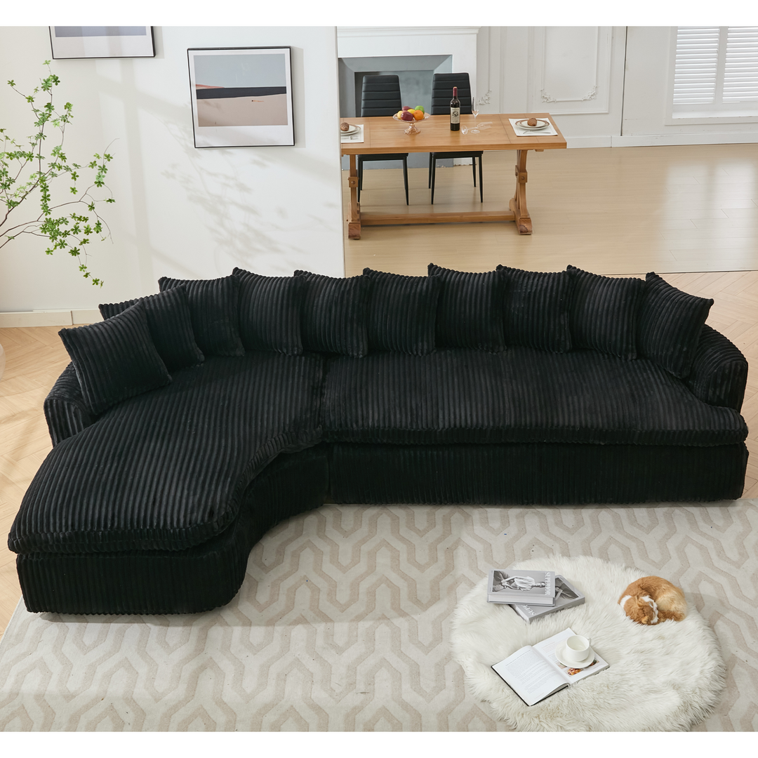 Buy farmhouse furniture Buy Best Farmhouse Sectional Sofa | 127-inch Cottage Farmhouse Curved L-Shape Sofa with 10 Cushions - Modern Cottage Farmhouse Furniture