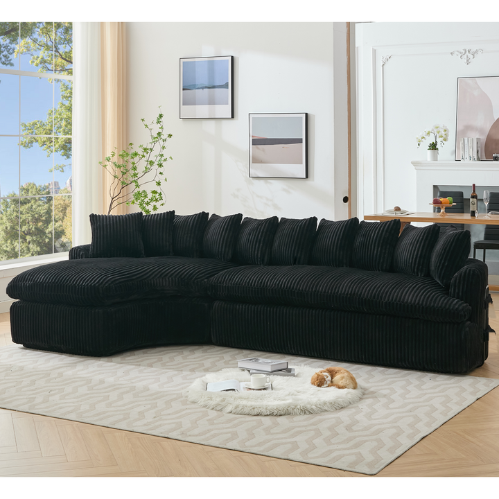 Buy farmhouse furniture Buy Best Farmhouse Sectional Sofa | 127-inch Cottage Farmhouse Curved L-Shape Sofa with 10 Cushions - Modern Cottage Farmhouse Furniture