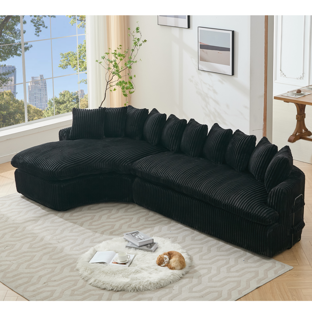 Buy farmhouse furniture Buy Best Farmhouse Sectional Sofa | 127-inch Cottage Farmhouse Curved L-Shape Sofa with 10 Cushions - Modern Cottage Farmhouse Furniture