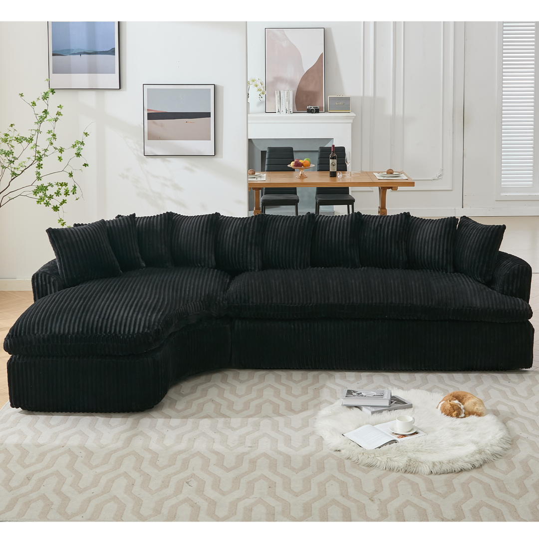 Buy farmhouse furniture Buy Best Farmhouse Sectional Sofa | 127-inch Cottage Farmhouse Curved L-Shape Sofa with 10 Cushions - Modern Cottage Farmhouse Furniture