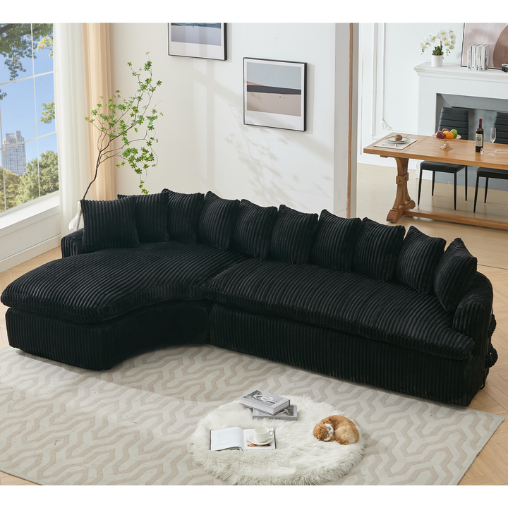 Buy farmhouse furniture Buy Best Farmhouse Sectional Sofa | 127-inch Cottage Farmhouse Curved L-Shape Sofa with 10 Cushions - Modern Cottage Farmhouse Furniture
