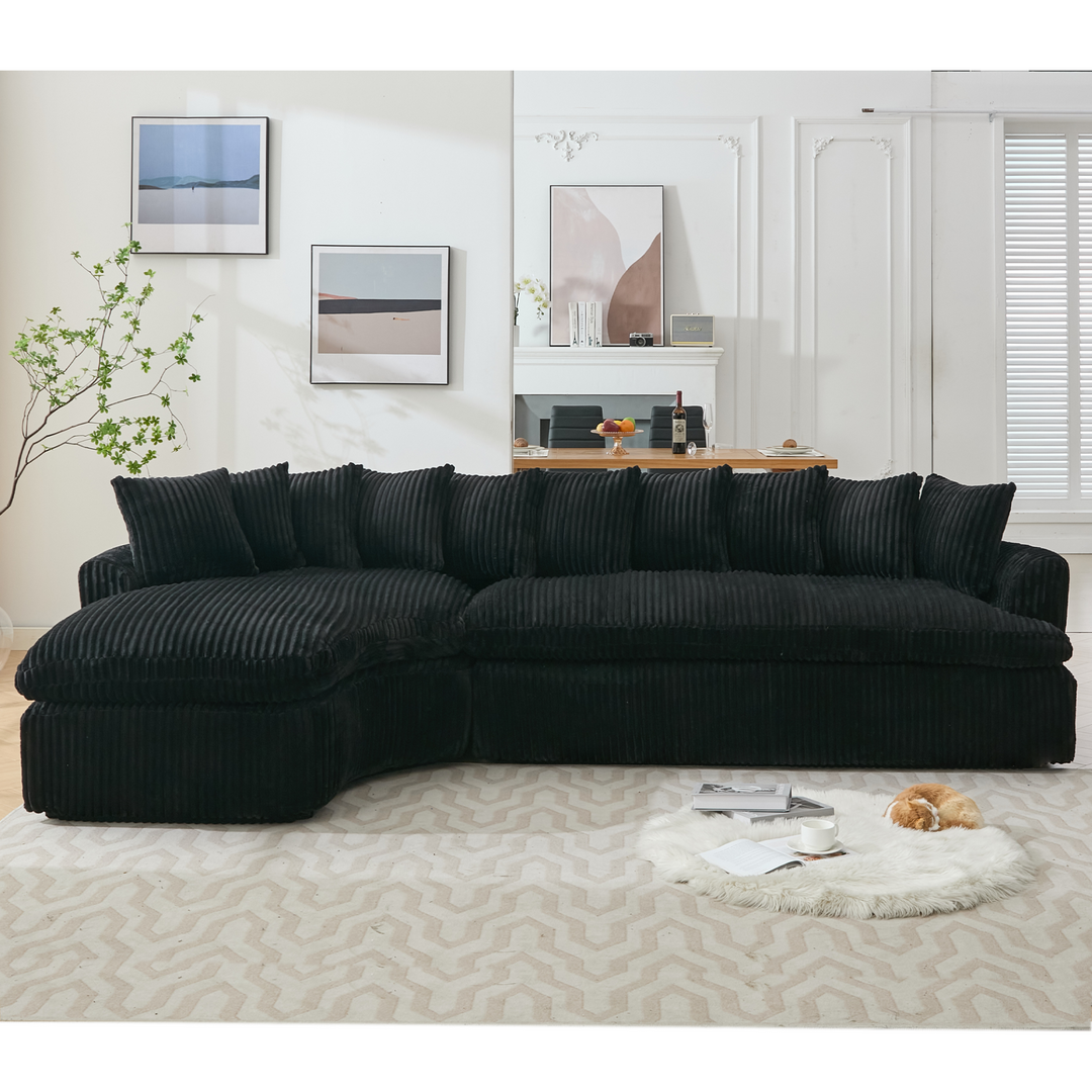 Buy farmhouse furniture Buy Best Farmhouse Sectional Sofa | 127-inch Cottage Farmhouse Curved L-Shape Sofa with 10 Cushions - Modern Cottage Farmhouse Furniture