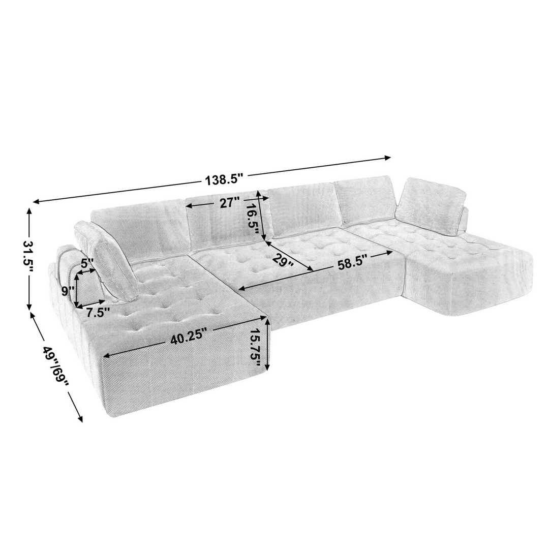 Buy farmhouse furniture The Cielo Modular Combination U-shaped Upholstered Free Combination Sofa - Modern Cottage Farmhouse Furniture