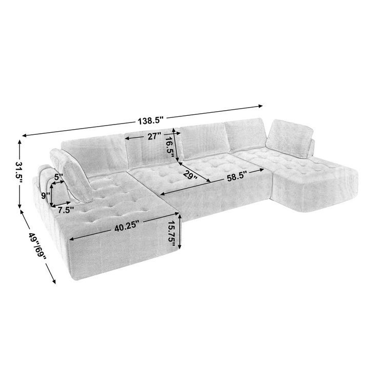 Buy farmhouse furniture The Cielo Modular Combination U-shaped Upholstered Free Combination Sofa - Modern Cottage Farmhouse Furniture