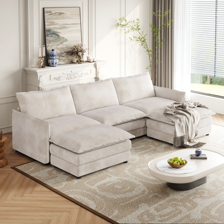 Buy farmhouse furniture La Brisa Mediterranean Upholstery Cloud Modular Sectional - Modern Cottage Farmhouse Furniture