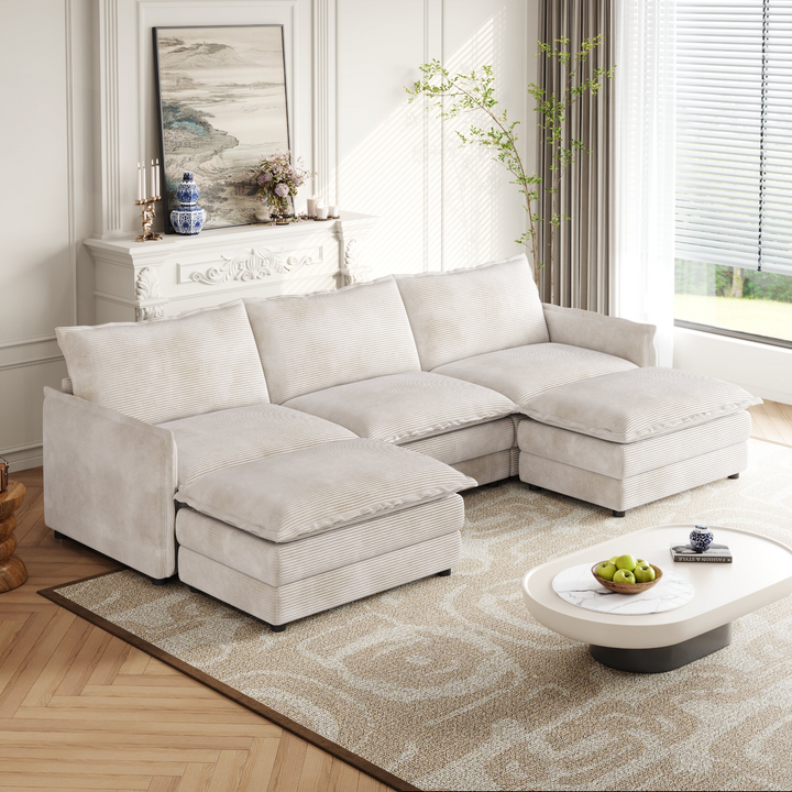 Buy farmhouse furniture La Brisa Mediterranean Upholstery Cloud Modular Sectional - Modern Cottage Farmhouse Furniture