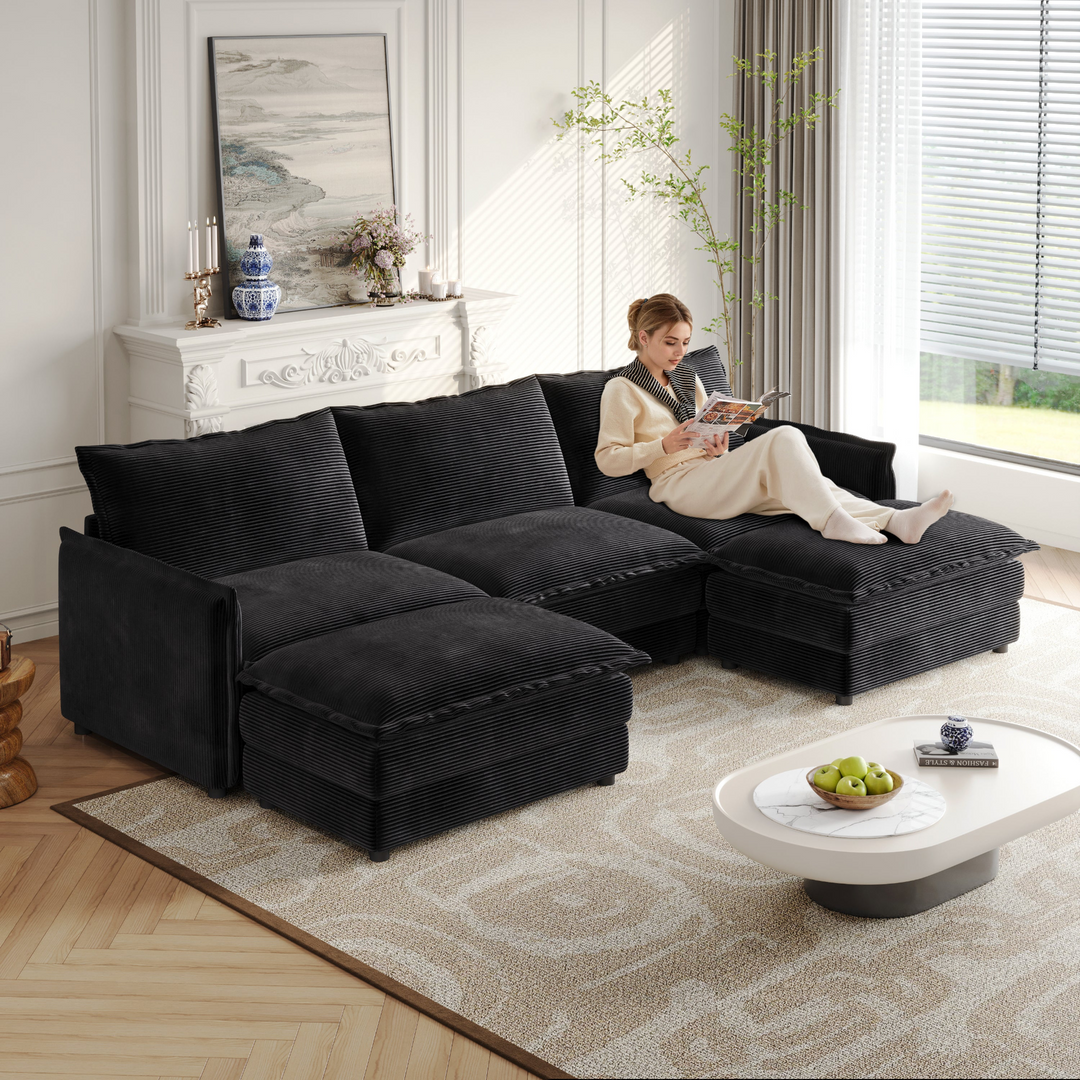 Buy farmhouse furniture La Brisa Mediterranean Upholstery Cloud Modular Sectional - Modern Cottage Farmhouse Furniture