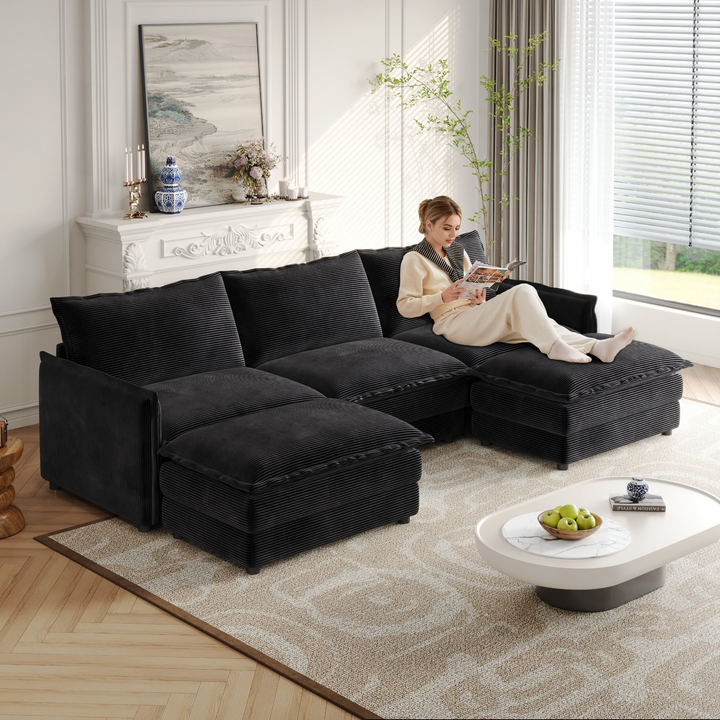 Buy farmhouse furniture La Brisa Mediterranean Upholstery Cloud Modular Sectional - Modern Cottage Farmhouse Furniture
