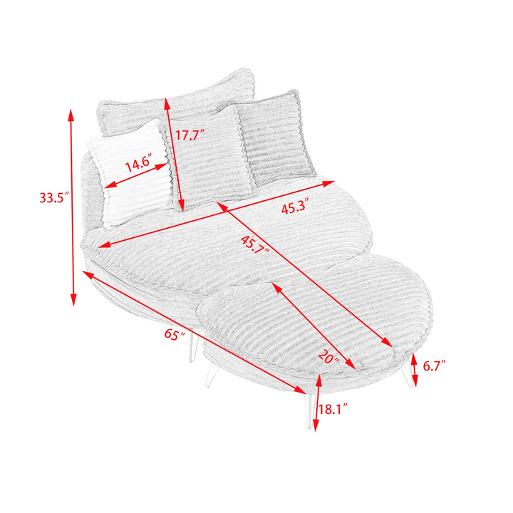 Buy farmhouse furniture Corduroy Sofa Fabric with Three Matching Pillows, Two-Seater for Apartment Office - Modern Cottage Farmhouse Furniture