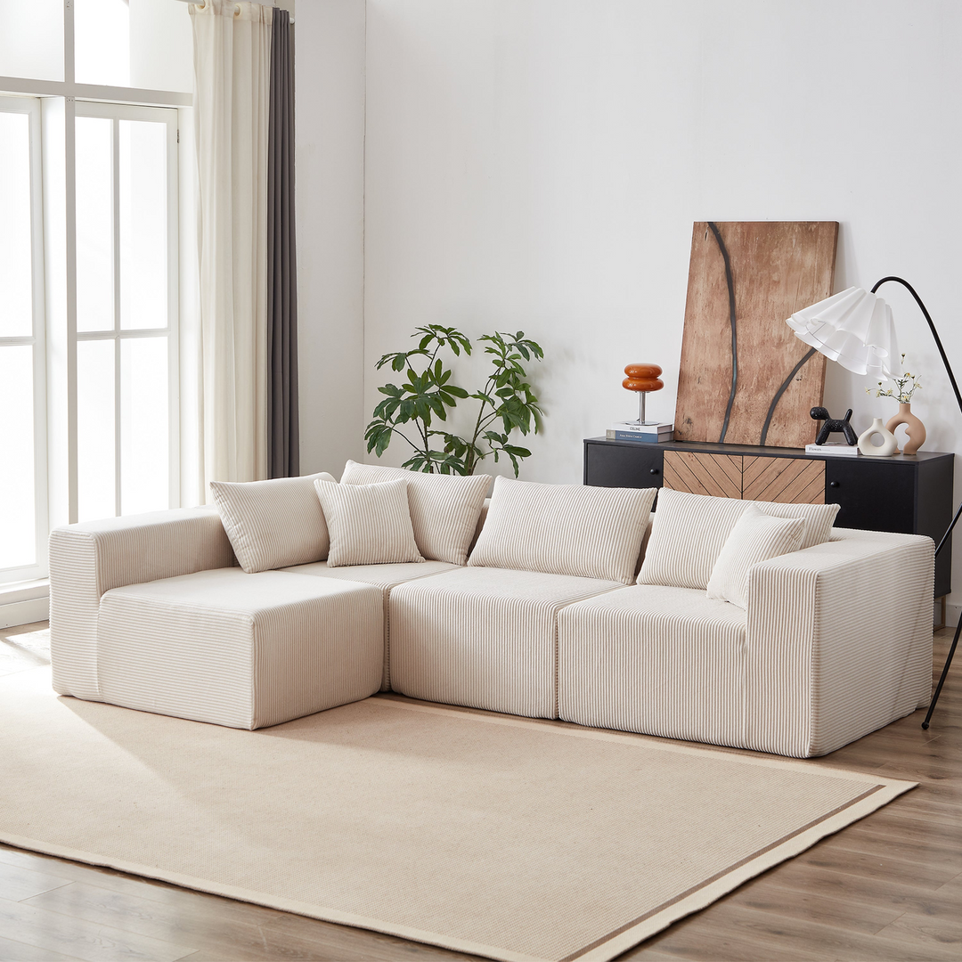 Buy farmhouse furniture La Kei • Upholstered European Farmhouse Style Modular L Shaped Sectional Sofa - Modern Cottage Farmhouse Furniture