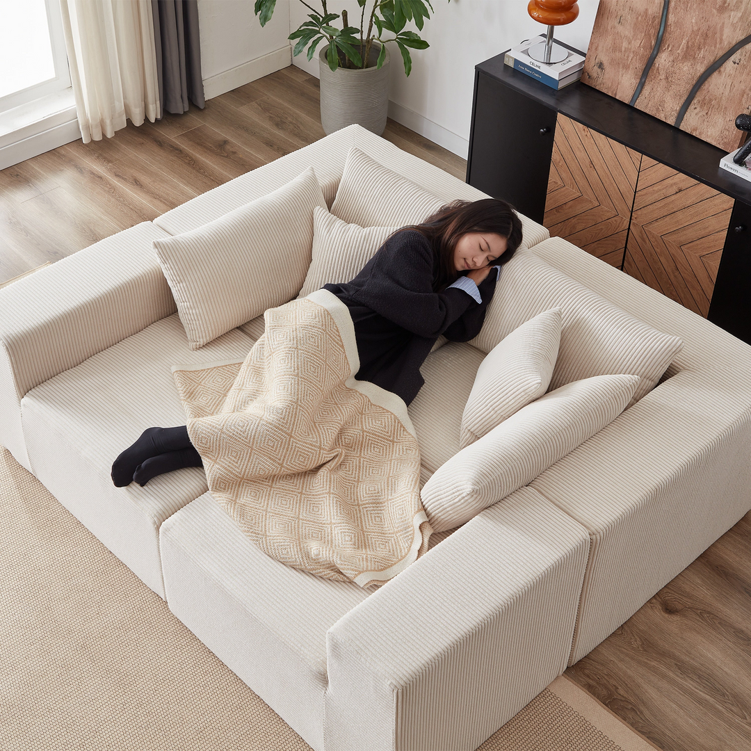 Buy farmhouse furniture La Kei • Upholstered European Farmhouse Style Modular L Shaped Sectional Sofa - Modern Cottage Farmhouse Furniture