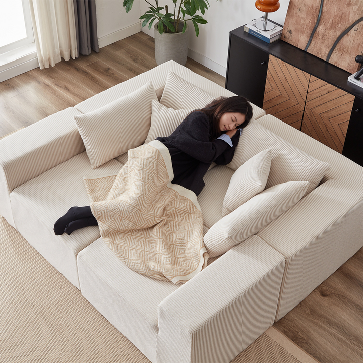 Buy farmhouse furniture La Kei • Upholstered European Farmhouse Style Modular L Shaped Sectional Sofa - Modern Cottage Farmhouse Furniture