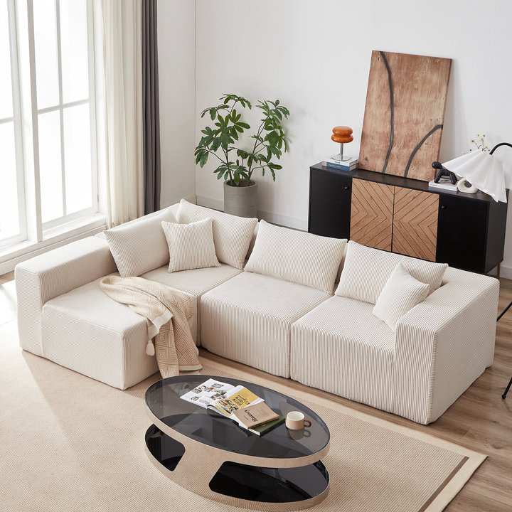 Buy farmhouse furniture La Kei • Upholstered European Farmhouse Style Modular L Shaped Sectional Sofa - Modern Cottage Farmhouse Furniture