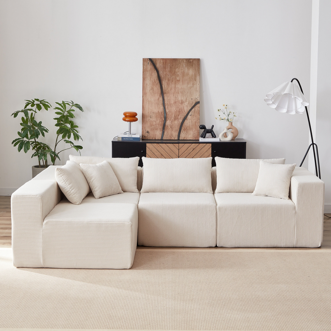 Buy farmhouse furniture La Kei • Upholstered European Farmhouse Style Modular L Shaped Sectional Sofa - Modern Cottage Farmhouse Furniture