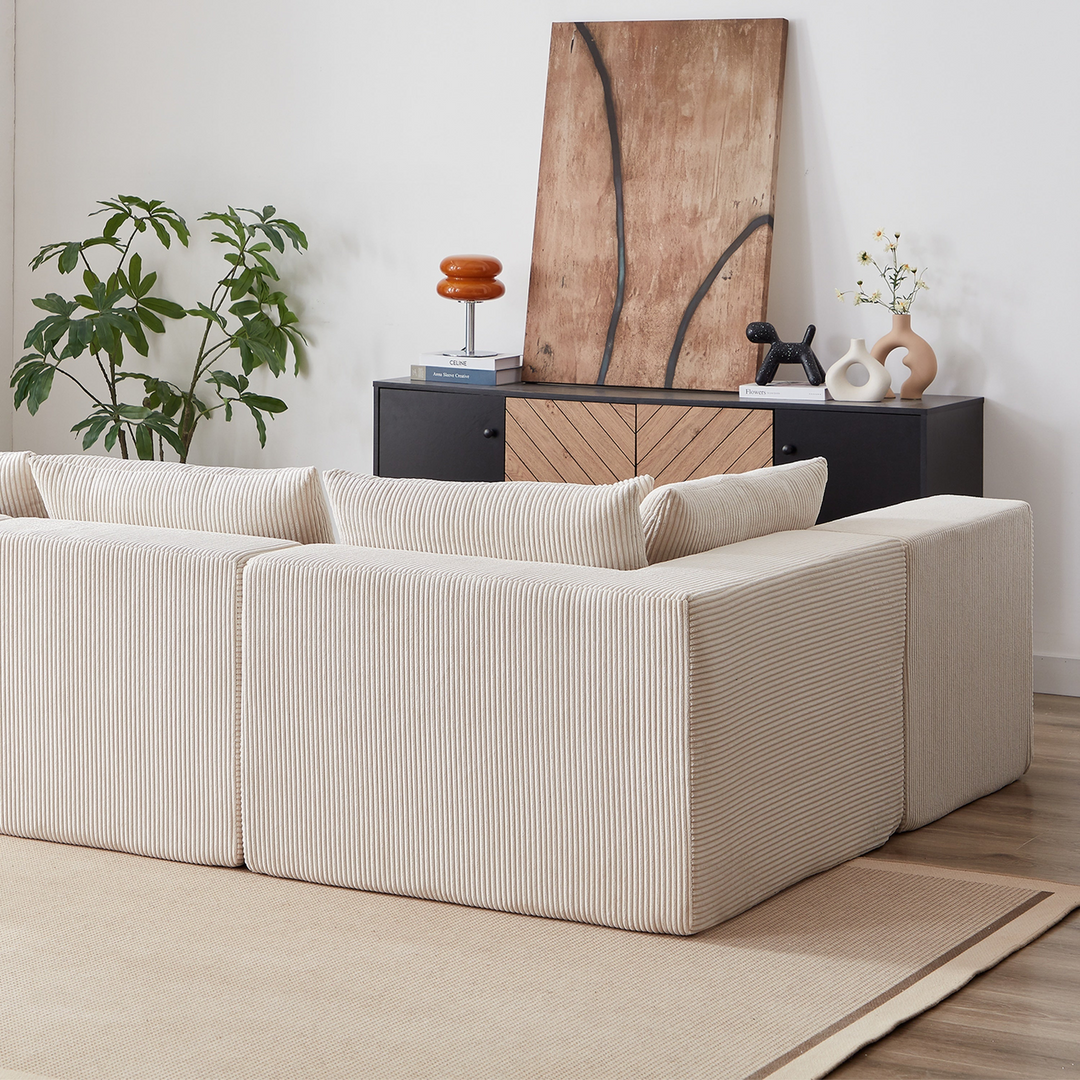 Buy farmhouse furniture La Kei • Upholstered European Farmhouse Style Modular L Shaped Sectional Sofa - Modern Cottage Farmhouse Furniture