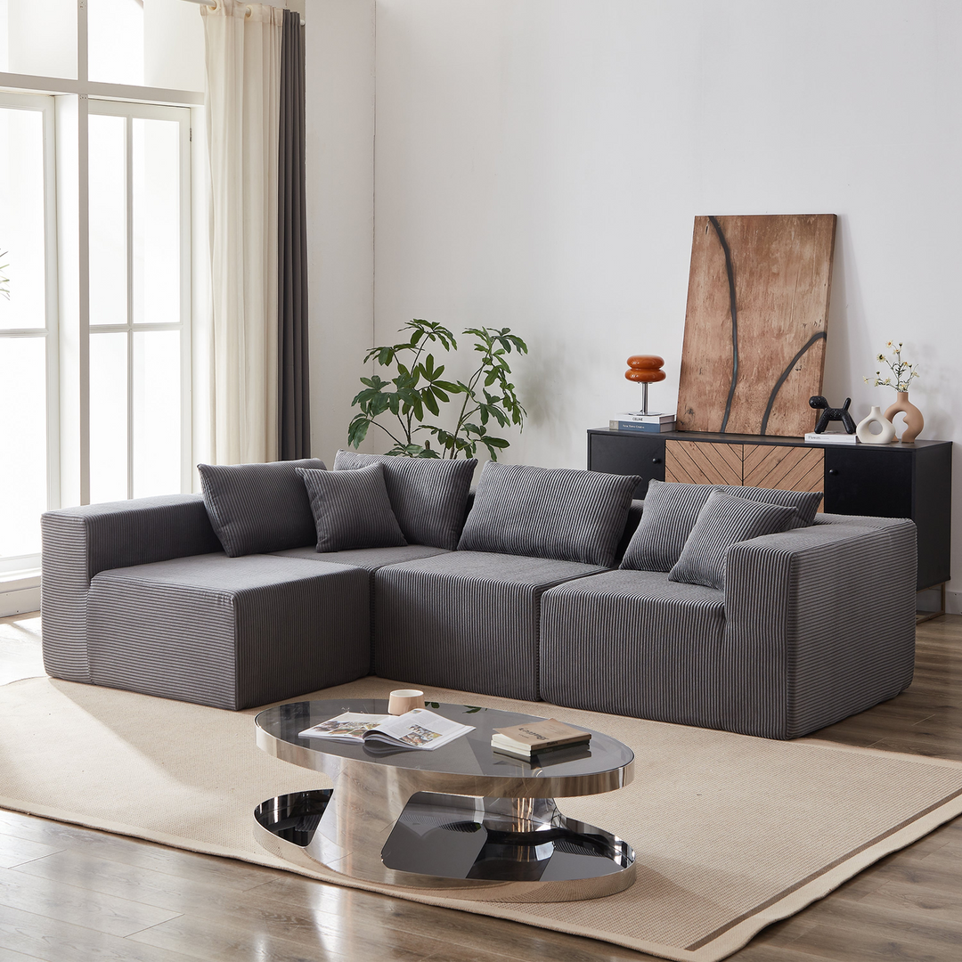 Buy farmhouse furniture La Kei • Upholstered European Farmhouse Style Modular L Shaped Sectional Sofa - Modern Cottage Farmhouse Furniture