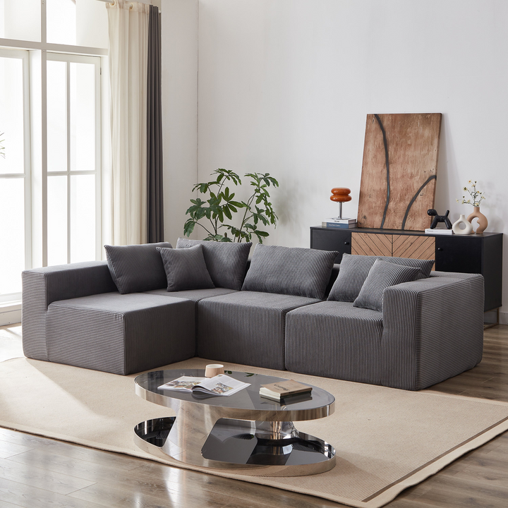 Buy farmhouse furniture La Kei • Upholstered European Farmhouse Style Modular L Shaped Sectional Sofa - Modern Cottage Farmhouse Furniture